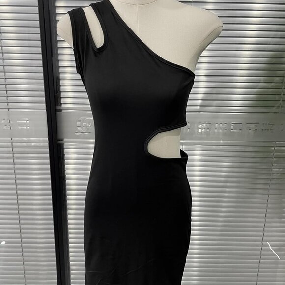 Women's One Shoulder Bodycon Dress Mini Asymmetrical Cut Out Club Wear - Picture 6 of 6